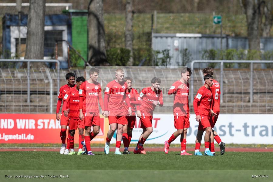 sport, action, Schweinfurt, Sachs Stadion, SV Rot-Weiss Walldorf, RWW, Hauptrunde Liga B Gruppe C, Fussball, FCS, DFB Nachwuchsliga, DFB, 9. Spieltag, 1. FC Schweinfurt 1905, 06.04.2025 - Bild-ID: 2477474
