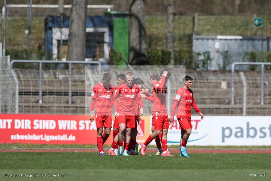 sport, action, Schweinfurt, Sachs Stadion, SV Rot-Weiss Walldorf, RWW, Hauptrunde Liga B Gruppe C, Fussball, FCS, DFB Nachwuchsliga, DFB, 9. Spieltag, 1. FC Schweinfurt 1905, 06.04.2025 - Bild-ID: 2477475