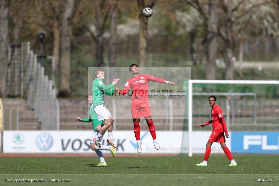 sport, action, Schweinfurt, Sachs Stadion, SV Rot-Weiss Walldorf, RWW, Hauptrunde Liga B Gruppe C, Fussball, FCS, DFB Nachwuchsliga, DFB, 9. Spieltag, 1. FC Schweinfurt 1905, 06.04.2025 - Bild-ID: 2477513