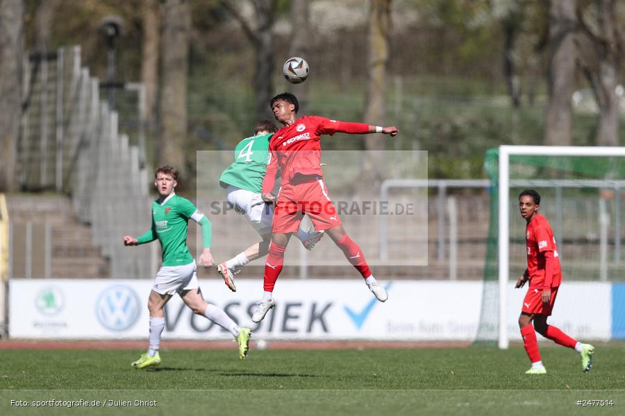 sport, action, Schweinfurt, Sachs Stadion, SV Rot-Weiss Walldorf, RWW, Hauptrunde Liga B Gruppe C, Fussball, FCS, DFB Nachwuchsliga, DFB, 9. Spieltag, 1. FC Schweinfurt 1905, 06.04.2025 - Bild-ID: 2477514