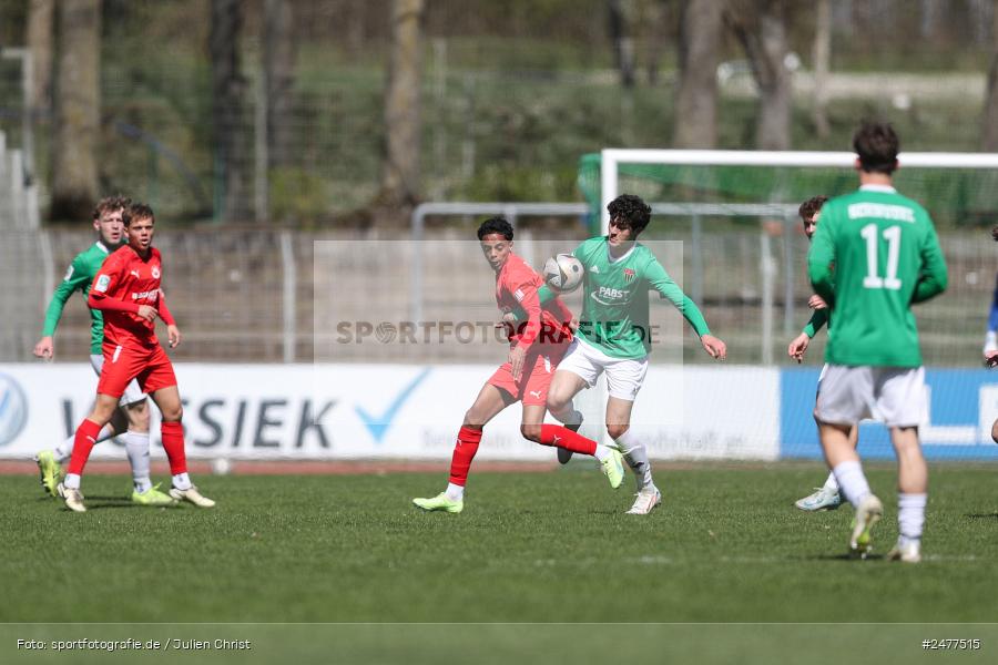 sport, action, Schweinfurt, Sachs Stadion, SV Rot-Weiss Walldorf, RWW, Hauptrunde Liga B Gruppe C, Fussball, FCS, DFB Nachwuchsliga, DFB, 9. Spieltag, 1. FC Schweinfurt 1905, 06.04.2025 - Bild-ID: 2477515
