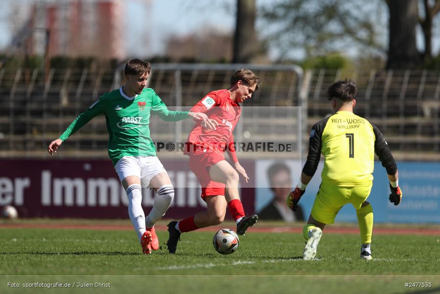 sport, action, Schweinfurt, Sachs Stadion, SV Rot-Weiss Walldorf, RWW, Hauptrunde Liga B Gruppe C, Fussball, FCS, DFB Nachwuchsliga, DFB, 9. Spieltag, 1. FC Schweinfurt 1905, 06.04.2025 - Bild-ID: 2477535 sport, action, Schweinfurt, Sachs Stadion, SV Rot-Weiss Walldorf, RWW, Hauptrunde Liga B Gruppe C, Fussball, FCS, DFB Nachwuchsliga, DFB, 9. Spieltag, 1. FC Schweinfurt 1905, 06.04.2025 - Bild-ID: 2477535