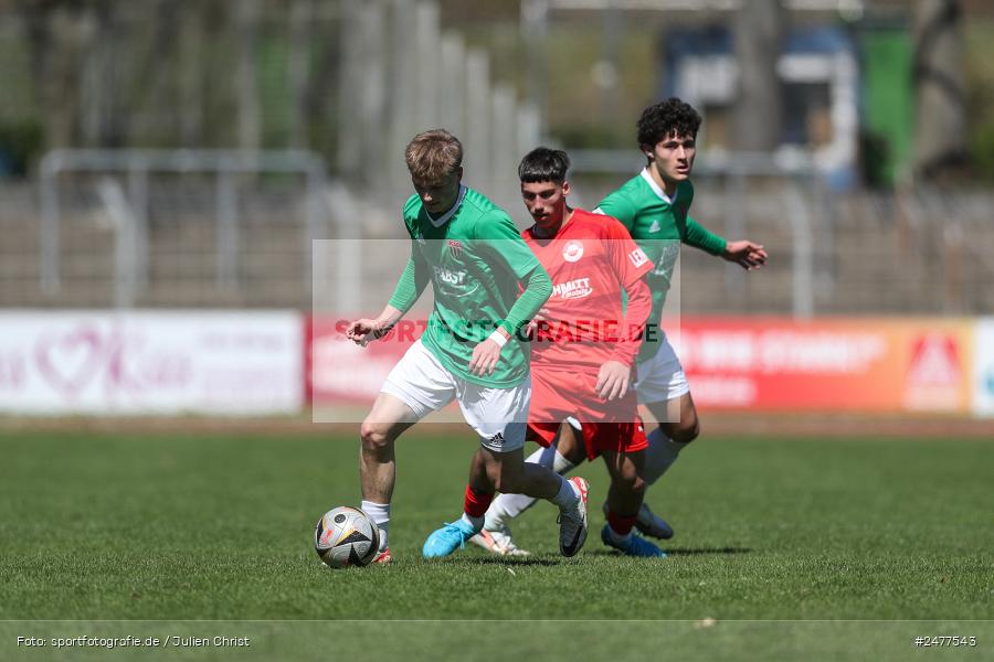 sport, action, Schweinfurt, Sachs Stadion, SV Rot-Weiss Walldorf, RWW, Hauptrunde Liga B Gruppe C, Fussball, FCS, DFB Nachwuchsliga, DFB, 9. Spieltag, 1. FC Schweinfurt 1905, 06.04.2025 - Bild-ID: 2477543
