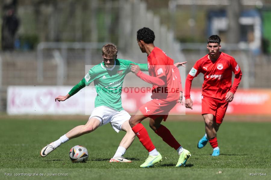 sport, action, Schweinfurt, Sachs Stadion, SV Rot-Weiss Walldorf, RWW, Hauptrunde Liga B Gruppe C, Fussball, FCS, DFB Nachwuchsliga, DFB, 9. Spieltag, 1. FC Schweinfurt 1905, 06.04.2025 - Bild-ID: 2477544