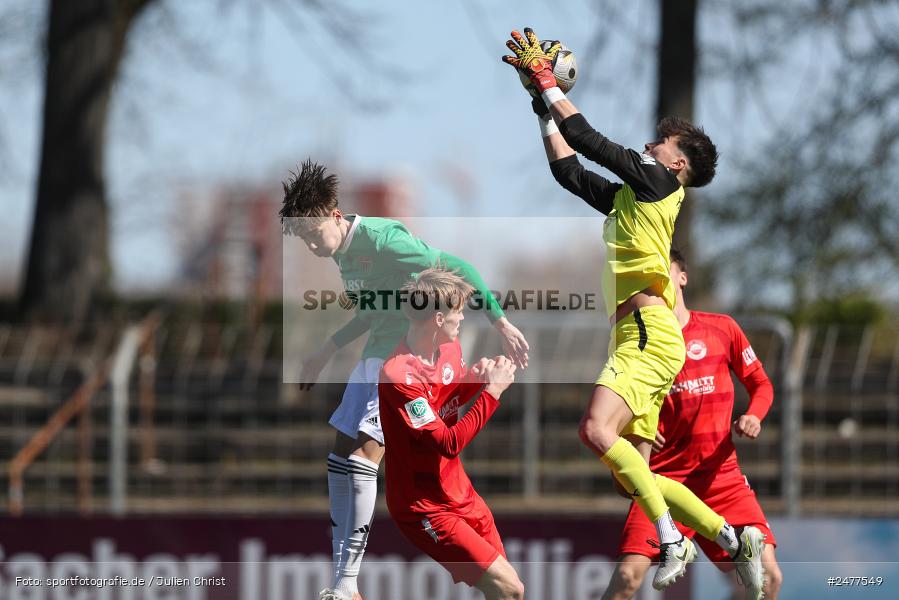 sport, action, Schweinfurt, Sachs Stadion, SV Rot-Weiss Walldorf, RWW, Hauptrunde Liga B Gruppe C, Fussball, FCS, DFB Nachwuchsliga, DFB, 9. Spieltag, 1. FC Schweinfurt 1905, 06.04.2025 - Bild-ID: 2477549