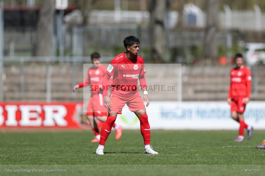 sport, action, Schweinfurt, Sachs Stadion, SV Rot-Weiss Walldorf, RWW, Hauptrunde Liga B Gruppe C, Fussball, FCS, DFB Nachwuchsliga, DFB, 9. Spieltag, 1. FC Schweinfurt 1905, 06.04.2025 - Bild-ID: 2477551