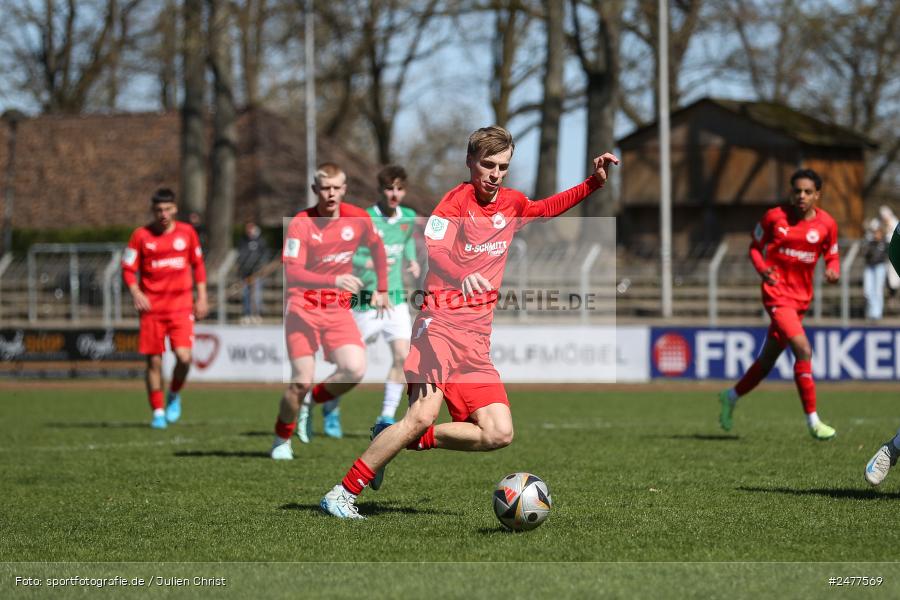 sport, action, Schweinfurt, Sachs Stadion, SV Rot-Weiss Walldorf, RWW, Hauptrunde Liga B Gruppe C, Fussball, FCS, DFB Nachwuchsliga, DFB, 9. Spieltag, 1. FC Schweinfurt 1905, 06.04.2025 - Bild-ID: 2477569