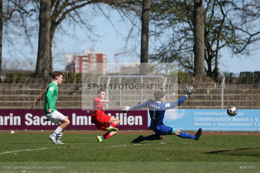sport, action, Schweinfurt, Sachs Stadion, SV Rot-Weiss Walldorf, RWW, Hauptrunde Liga B Gruppe C, Fussball, FCS, DFB Nachwuchsliga, DFB, 9. Spieltag, 1. FC Schweinfurt 1905, 06.04.2025 - Bild-ID: 2477574