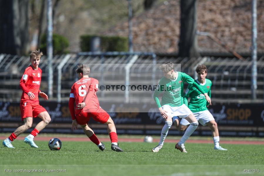 sport, action, Schweinfurt, Sachs Stadion, SV Rot-Weiss Walldorf, RWW, Hauptrunde Liga B Gruppe C, Fussball, FCS, DFB Nachwuchsliga, DFB, 9. Spieltag, 1. FC Schweinfurt 1905, 06.04.2025 - Bild-ID: 2477576