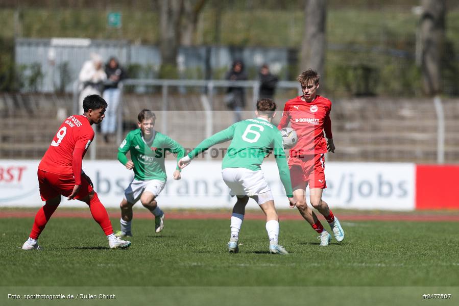 sport, action, Schweinfurt, Sachs Stadion, SV Rot-Weiss Walldorf, RWW, Hauptrunde Liga B Gruppe C, Fussball, FCS, DFB Nachwuchsliga, DFB, 9. Spieltag, 1. FC Schweinfurt 1905, 06.04.2025 - Bild-ID: 2477587