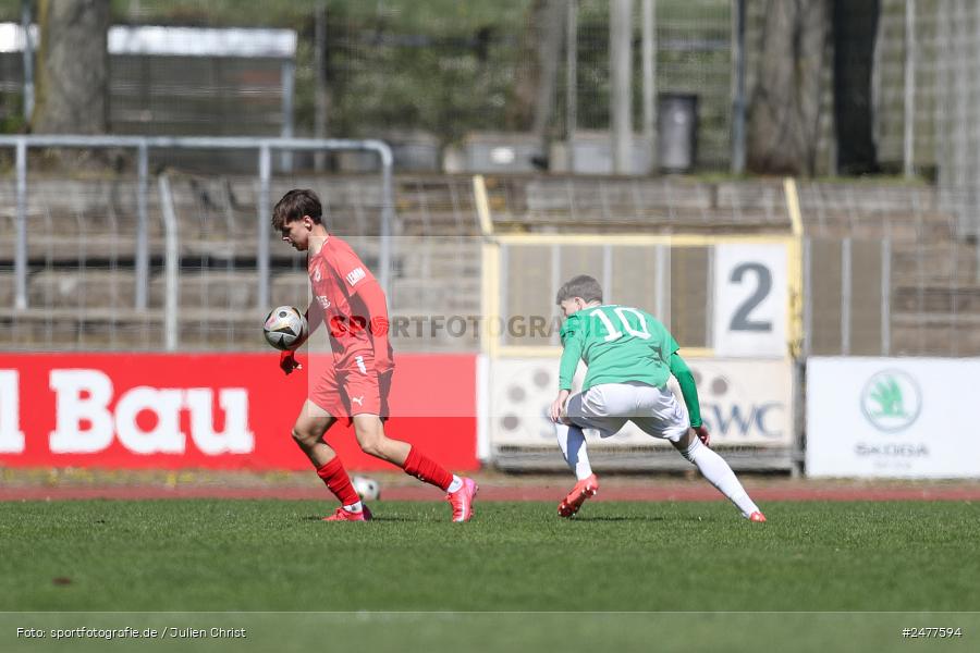 sport, action, Schweinfurt, Sachs Stadion, SV Rot-Weiss Walldorf, RWW, Hauptrunde Liga B Gruppe C, Fussball, FCS, DFB Nachwuchsliga, DFB, 9. Spieltag, 1. FC Schweinfurt 1905, 06.04.2025 - Bild-ID: 2477594