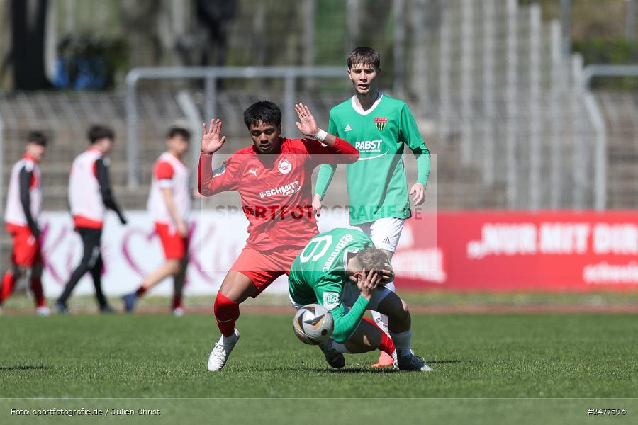 sport, action, Schweinfurt, Sachs Stadion, SV Rot-Weiss Walldorf, RWW, Hauptrunde Liga B Gruppe C, Fussball, FCS, DFB Nachwuchsliga, DFB, 9. Spieltag, 1. FC Schweinfurt 1905, 06.04.2025 - Bild-ID: 2477596