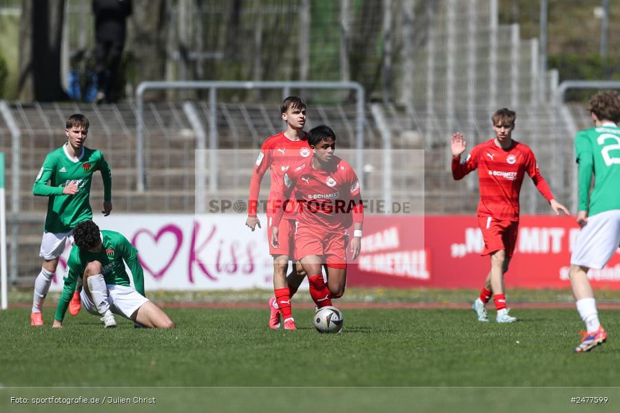 sport, action, Schweinfurt, Sachs Stadion, SV Rot-Weiss Walldorf, RWW, Hauptrunde Liga B Gruppe C, Fussball, FCS, DFB Nachwuchsliga, DFB, 9. Spieltag, 1. FC Schweinfurt 1905, 06.04.2025 - Bild-ID: 2477599