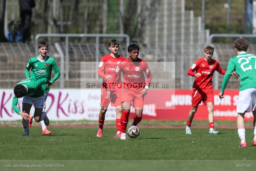 sport, action, Schweinfurt, Sachs Stadion, SV Rot-Weiss Walldorf, RWW, Hauptrunde Liga B Gruppe C, Fussball, FCS, DFB Nachwuchsliga, DFB, 9. Spieltag, 1. FC Schweinfurt 1905, 06.04.2025 - Bild-ID: 2477601