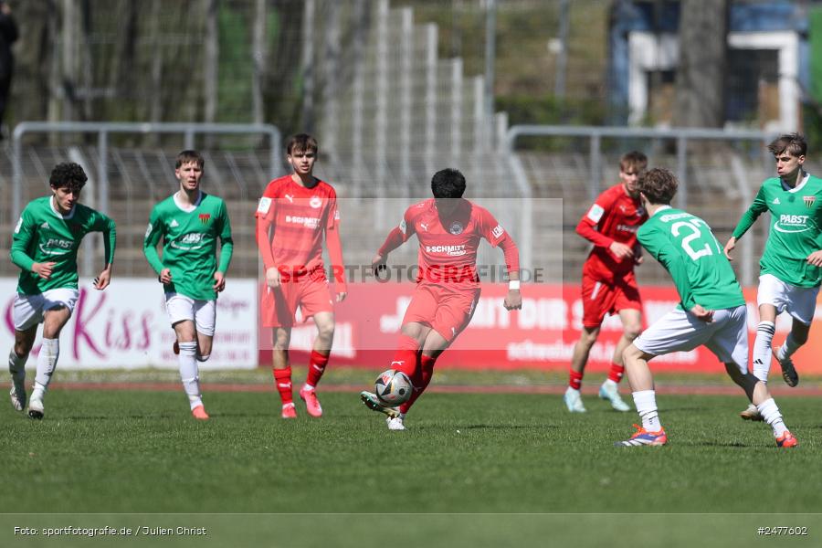 sport, action, Schweinfurt, Sachs Stadion, SV Rot-Weiss Walldorf, RWW, Hauptrunde Liga B Gruppe C, Fussball, FCS, DFB Nachwuchsliga, DFB, 9. Spieltag, 1. FC Schweinfurt 1905, 06.04.2025 - Bild-ID: 2477602