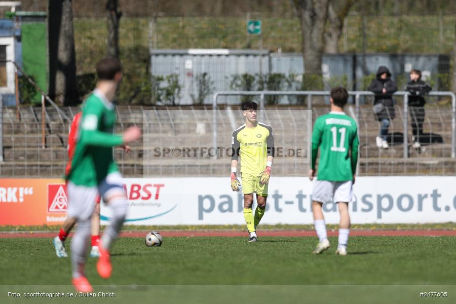 sport, action, Schweinfurt, Sachs Stadion, SV Rot-Weiss Walldorf, RWW, Hauptrunde Liga B Gruppe C, Fussball, FCS, DFB Nachwuchsliga, DFB, 9. Spieltag, 1. FC Schweinfurt 1905, 06.04.2025 - Bild-ID: 2477605