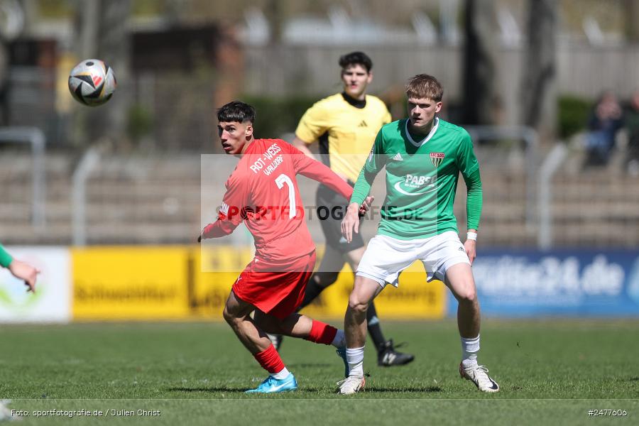 sport, action, Schweinfurt, Sachs Stadion, SV Rot-Weiss Walldorf, RWW, Hauptrunde Liga B Gruppe C, Fussball, FCS, DFB Nachwuchsliga, DFB, 9. Spieltag, 1. FC Schweinfurt 1905, 06.04.2025 - Bild-ID: 2477606