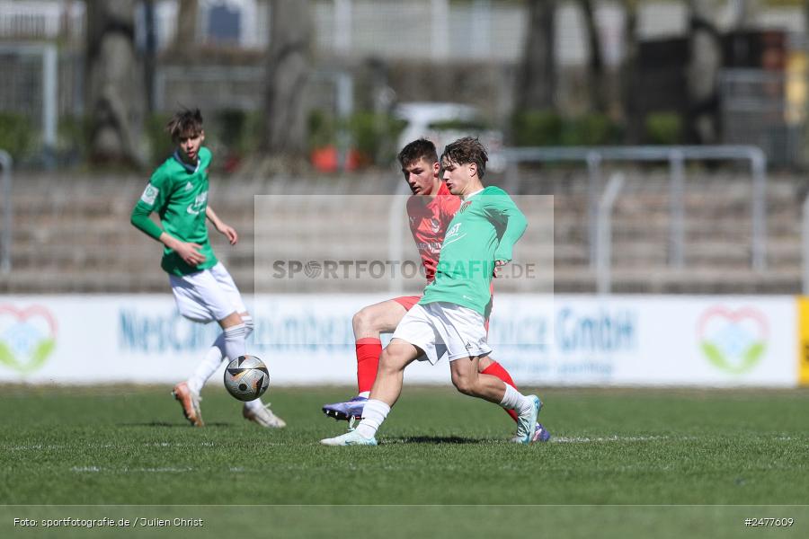 sport, action, Schweinfurt, Sachs Stadion, SV Rot-Weiss Walldorf, RWW, Hauptrunde Liga B Gruppe C, Fussball, FCS, DFB Nachwuchsliga, DFB, 9. Spieltag, 1. FC Schweinfurt 1905, 06.04.2025 - Bild-ID: 2477609