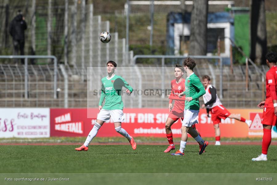 sport, action, Schweinfurt, Sachs Stadion, SV Rot-Weiss Walldorf, RWW, Hauptrunde Liga B Gruppe C, Fussball, FCS, DFB Nachwuchsliga, DFB, 9. Spieltag, 1. FC Schweinfurt 1905, 06.04.2025 - Bild-ID: 2477613