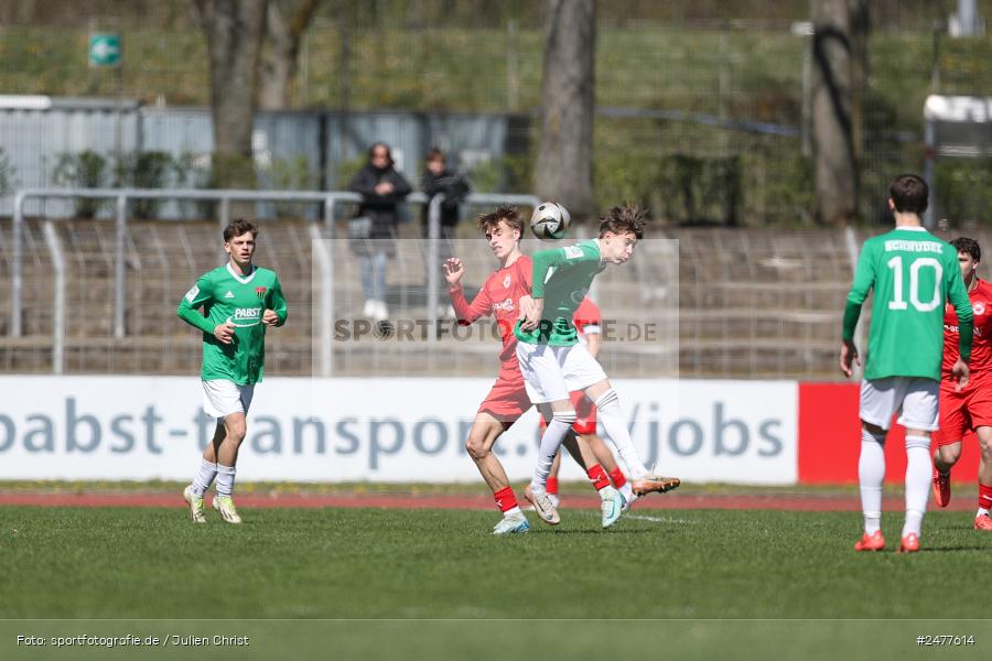 sport, action, Schweinfurt, Sachs Stadion, SV Rot-Weiss Walldorf, RWW, Hauptrunde Liga B Gruppe C, Fussball, FCS, DFB Nachwuchsliga, DFB, 9. Spieltag, 1. FC Schweinfurt 1905, 06.04.2025 - Bild-ID: 2477614