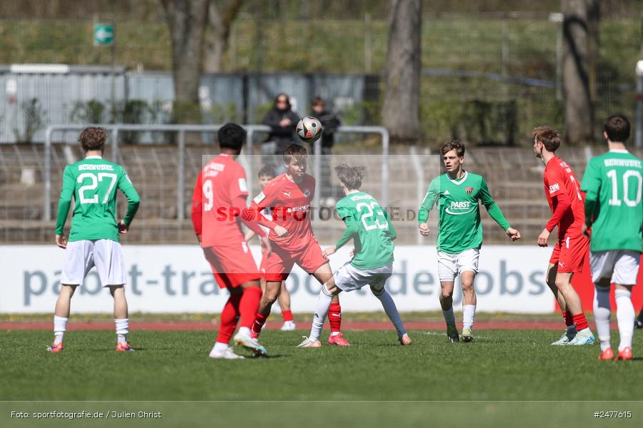 sport, action, Schweinfurt, Sachs Stadion, SV Rot-Weiss Walldorf, RWW, Hauptrunde Liga B Gruppe C, Fussball, FCS, DFB Nachwuchsliga, DFB, 9. Spieltag, 1. FC Schweinfurt 1905, 06.04.2025 - Bild-ID: 2477615