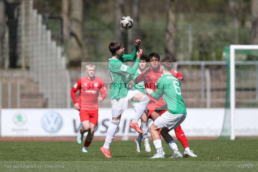 sport, action, Schweinfurt, Sachs Stadion, SV Rot-Weiss Walldorf, RWW, Hauptrunde Liga B Gruppe C, Fussball, FCS, DFB Nachwuchsliga, DFB, 9. Spieltag, 1. FC Schweinfurt 1905, 06.04.2025 - Bild-ID: 2477616