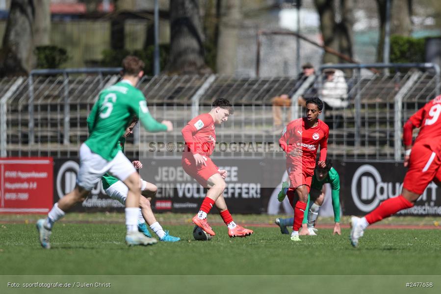 sport, action, Schweinfurt, Sachs Stadion, SV Rot-Weiss Walldorf, RWW, Hauptrunde Liga B Gruppe C, Fussball, FCS, DFB Nachwuchsliga, DFB, 9. Spieltag, 1. FC Schweinfurt 1905, 06.04.2025 - Bild-ID: 2477638