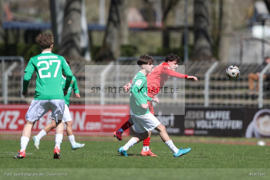 sport, action, Schweinfurt, Sachs Stadion, SV Rot-Weiss Walldorf, RWW, Hauptrunde Liga B Gruppe C, Fussball, FCS, DFB Nachwuchsliga, DFB, 9. Spieltag, 1. FC Schweinfurt 1905, 06.04.2025 - Bild-ID: 2477641
