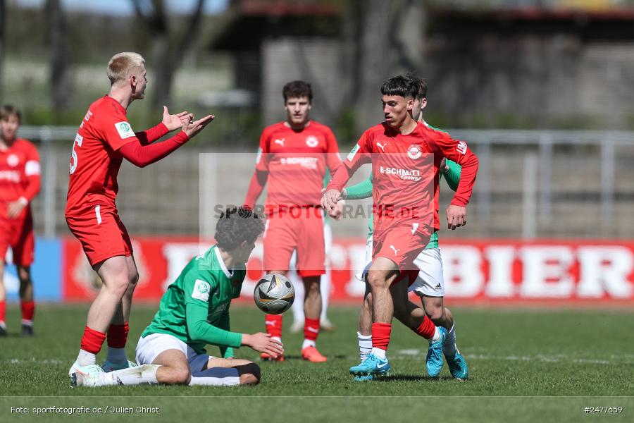 sport, action, Schweinfurt, Sachs Stadion, SV Rot-Weiss Walldorf, RWW, Hauptrunde Liga B Gruppe C, Fussball, FCS, DFB Nachwuchsliga, DFB, 9. Spieltag, 1. FC Schweinfurt 1905, 06.04.2025 - Bild-ID: 2477659