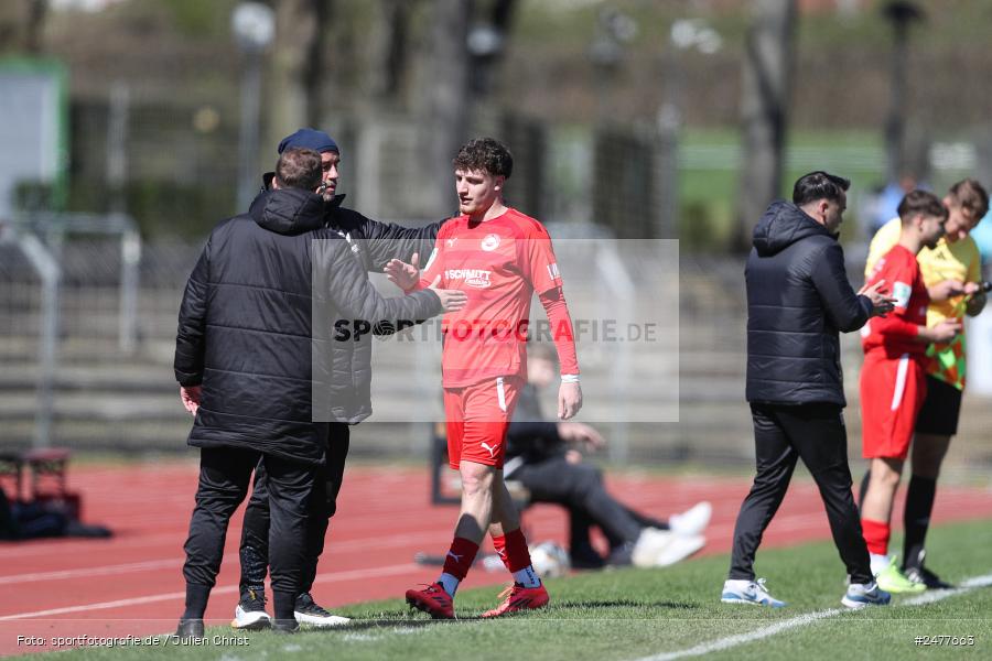 sport, action, Schweinfurt, Sachs Stadion, SV Rot-Weiss Walldorf, RWW, Hauptrunde Liga B Gruppe C, Fussball, FCS, DFB Nachwuchsliga, DFB, 9. Spieltag, 1. FC Schweinfurt 1905, 06.04.2025 - Bild-ID: 2477663