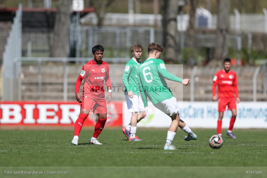 sport, action, Schweinfurt, Sachs Stadion, SV Rot-Weiss Walldorf, RWW, Hauptrunde Liga B Gruppe C, Fussball, FCS, DFB Nachwuchsliga, DFB, 9. Spieltag, 1. FC Schweinfurt 1905, 06.04.2025 - Bild-ID: 2477665