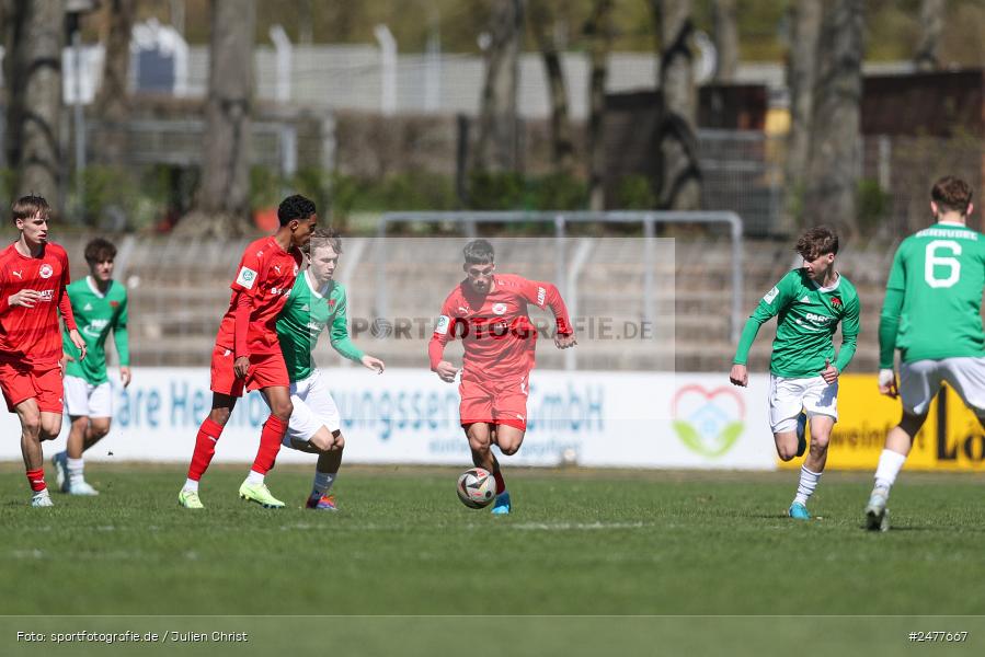 sport, action, Schweinfurt, Sachs Stadion, SV Rot-Weiss Walldorf, RWW, Hauptrunde Liga B Gruppe C, Fussball, FCS, DFB Nachwuchsliga, DFB, 9. Spieltag, 1. FC Schweinfurt 1905, 06.04.2025 - Bild-ID: 2477667