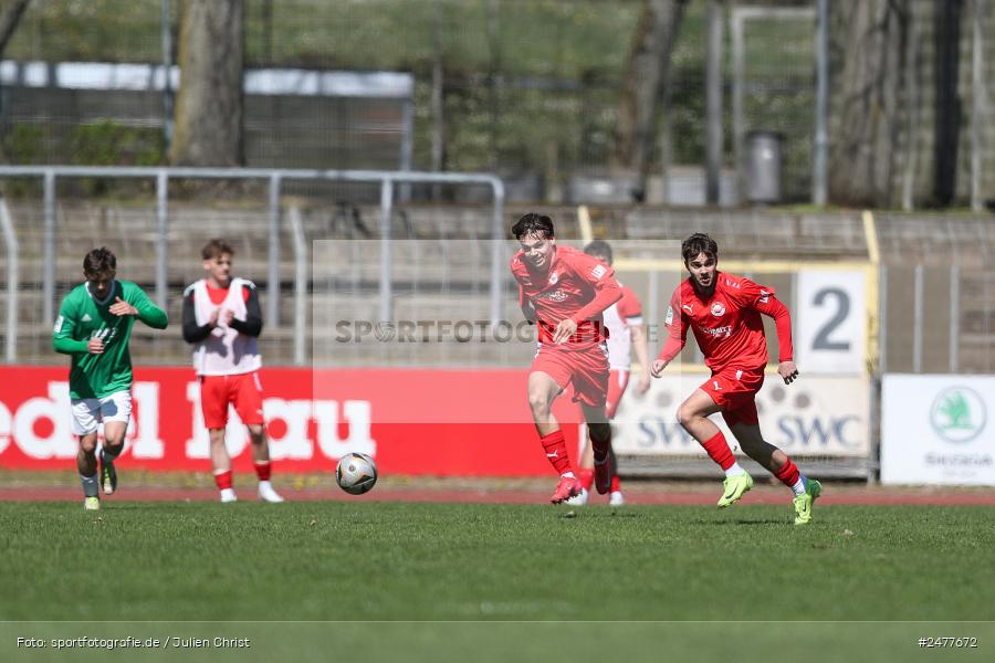 sport, action, Schweinfurt, Sachs Stadion, SV Rot-Weiss Walldorf, RWW, Hauptrunde Liga B Gruppe C, Fussball, FCS, DFB Nachwuchsliga, DFB, 9. Spieltag, 1. FC Schweinfurt 1905, 06.04.2025 - Bild-ID: 2477672