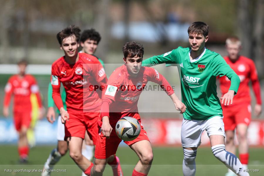 sport, action, Schweinfurt, Sachs Stadion, SV Rot-Weiss Walldorf, RWW, Hauptrunde Liga B Gruppe C, Fussball, FCS, DFB Nachwuchsliga, DFB, 9. Spieltag, 1. FC Schweinfurt 1905, 06.04.2025 - Bild-ID: 2477689
