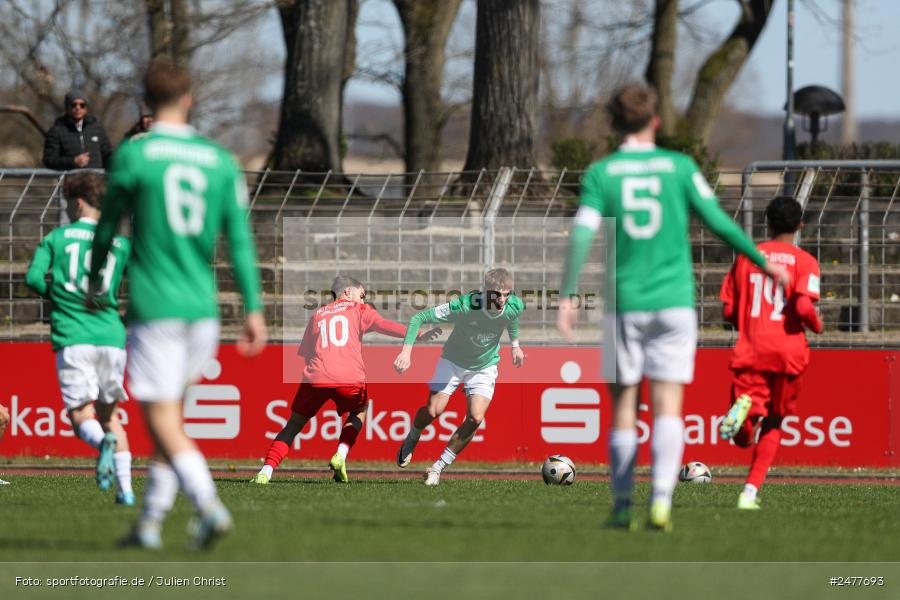 sport, action, Schweinfurt, Sachs Stadion, SV Rot-Weiss Walldorf, RWW, Hauptrunde Liga B Gruppe C, Fussball, FCS, DFB Nachwuchsliga, DFB, 9. Spieltag, 1. FC Schweinfurt 1905, 06.04.2025 - Bild-ID: 2477693