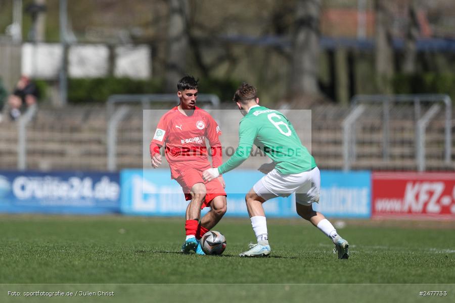 sport, action, Schweinfurt, Sachs Stadion, SV Rot-Weiss Walldorf, RWW, Hauptrunde Liga B Gruppe C, Fussball, FCS, DFB Nachwuchsliga, DFB, 9. Spieltag, 1. FC Schweinfurt 1905, 06.04.2025 - Bild-ID: 2477733