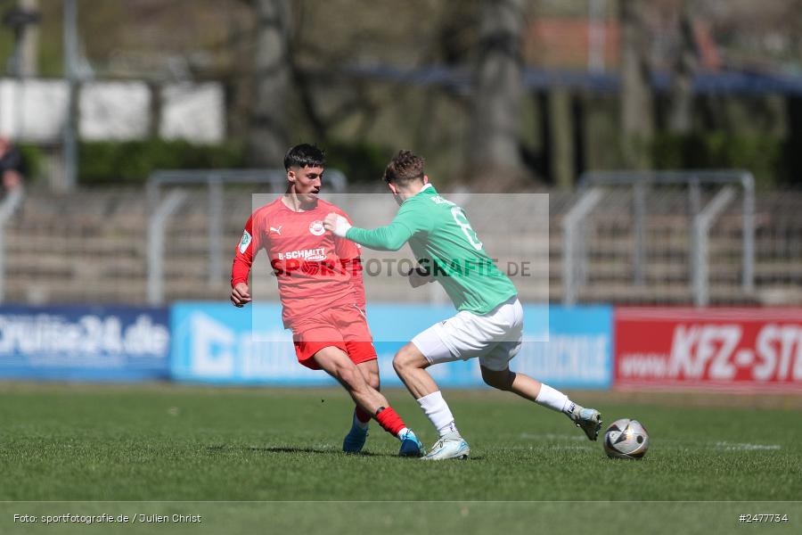 sport, action, Schweinfurt, Sachs Stadion, SV Rot-Weiss Walldorf, RWW, Hauptrunde Liga B Gruppe C, Fussball, FCS, DFB Nachwuchsliga, DFB, 9. Spieltag, 1. FC Schweinfurt 1905, 06.04.2025 - Bild-ID: 2477734