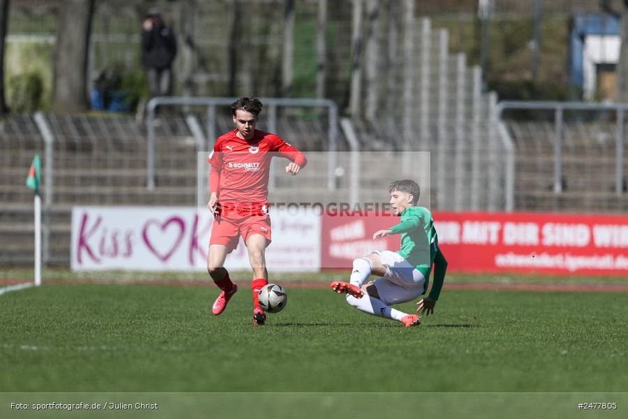 sport, action, Schweinfurt, Sachs Stadion, SV Rot-Weiss Walldorf, RWW, Hauptrunde Liga B Gruppe C, Fussball, FCS, DFB Nachwuchsliga, DFB, 9. Spieltag, 1. FC Schweinfurt 1905, 06.04.2025 - Bild-ID: 2477805