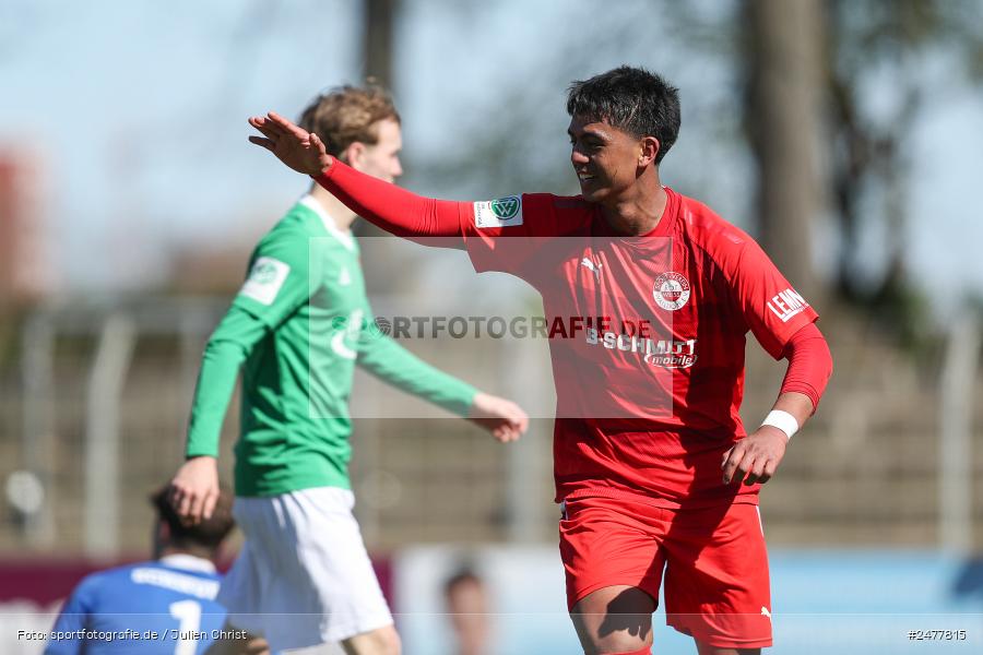 sport, action, Schweinfurt, Sachs Stadion, SV Rot-Weiss Walldorf, RWW, Hauptrunde Liga B Gruppe C, Fussball, FCS, DFB Nachwuchsliga, DFB, 9. Spieltag, 1. FC Schweinfurt 1905, 06.04.2025 - Bild-ID: 2477815 sport, action, Schweinfurt, Sachs Stadion, SV Rot-Weiss Walldorf, RWW, Hauptrunde Liga B Gruppe C, Fussball, FCS, DFB Nachwuchsliga, DFB, 9. Spieltag, 1. FC Schweinfurt 1905, 06.04.2025 - Bild-ID: 2477815