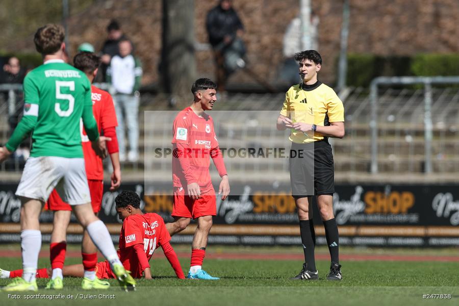 sport, action, Schweinfurt, Sachs Stadion, SV Rot-Weiss Walldorf, RWW, Hauptrunde Liga B Gruppe C, Fussball, FCS, DFB Nachwuchsliga, DFB, 9. Spieltag, 1. FC Schweinfurt 1905, 06.04.2025 - Bild-ID: 2477838