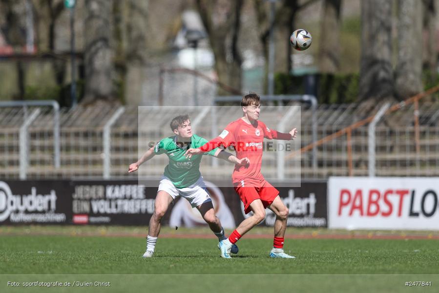 sport, action, Schweinfurt, Sachs Stadion, SV Rot-Weiss Walldorf, RWW, Hauptrunde Liga B Gruppe C, Fussball, FCS, DFB Nachwuchsliga, DFB, 9. Spieltag, 1. FC Schweinfurt 1905, 06.04.2025 - Bild-ID: 2477841