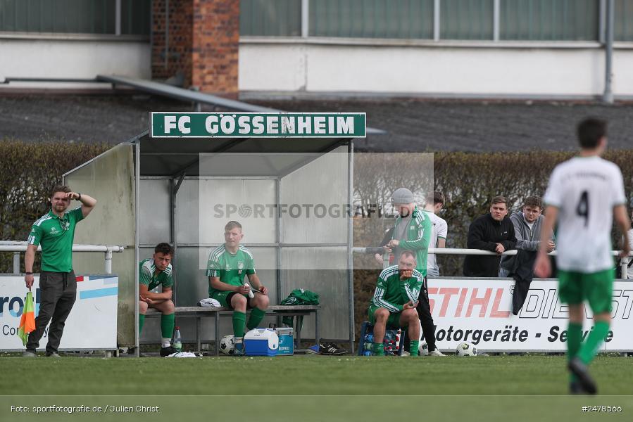 sport, action, Sportgelände, Kreisklasse Würzburg Gr. 3, Gössenheim, Fussball, FCG, FC Gössenheim, BSC Aura, BFV, BCA, 25. Spieltag, 13.04.2025 - Bild-ID: 2478566