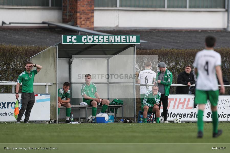 sport, action, Sportgelände, Kreisklasse Würzburg Gr. 3, Gössenheim, Fussball, FCG, FC Gössenheim, BSC Aura, BFV, BCA, 25. Spieltag, 13.04.2025 - Bild-ID: 2478567