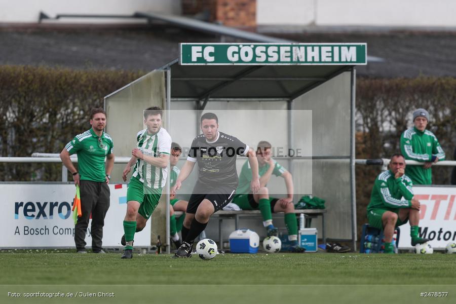 sport, action, Sportgelände, Kreisklasse Würzburg Gr. 3, Gössenheim, Fussball, FCG, FC Gössenheim, BSC Aura, BFV, BCA, 25. Spieltag, 13.04.2025 - Bild-ID: 2478577