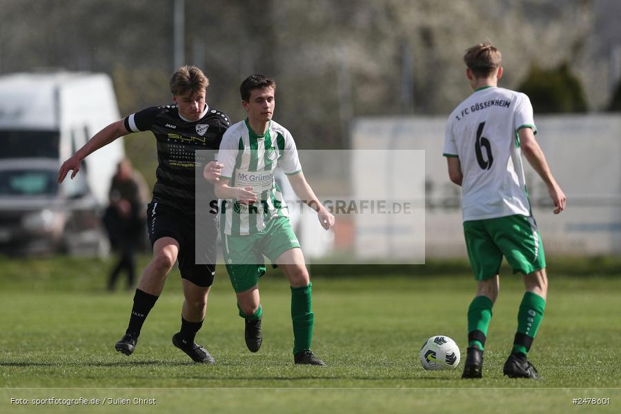 sport, action, Sportgelände, Kreisklasse Würzburg Gr. 3, Gössenheim, Fussball, FCG, FC Gössenheim, BSC Aura, BFV, BCA, 25. Spieltag, 13.04.2025 - Bild-ID: 2478601