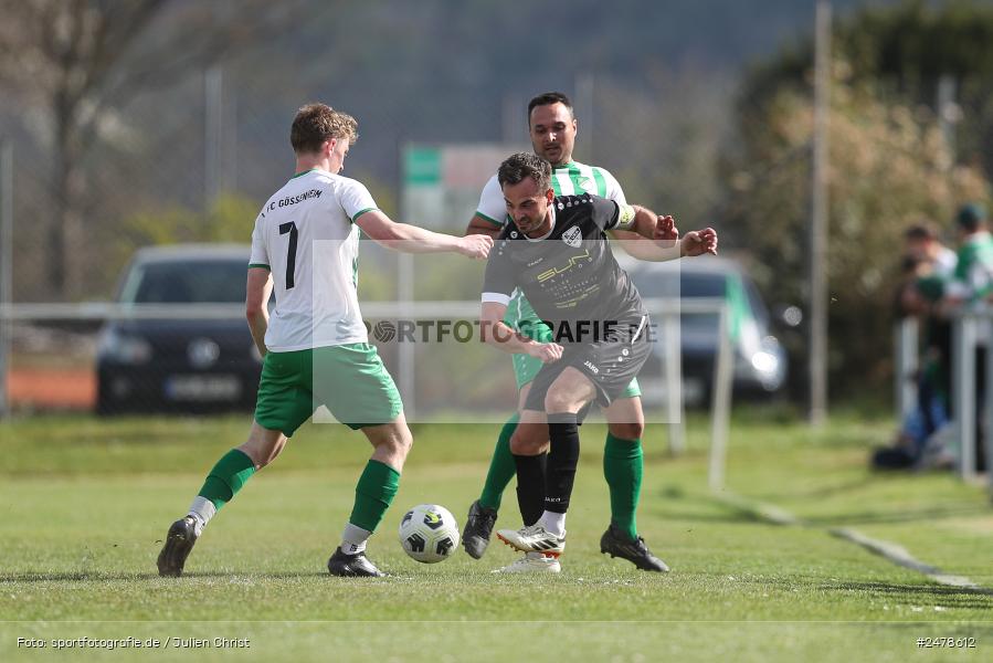 sport, action, Sportgelände, Kreisklasse Würzburg Gr. 3, Gössenheim, Fussball, FCG, FC Gössenheim, BSC Aura, BFV, BCA, 25. Spieltag, 13.04.2025 - Bild-ID: 2478612