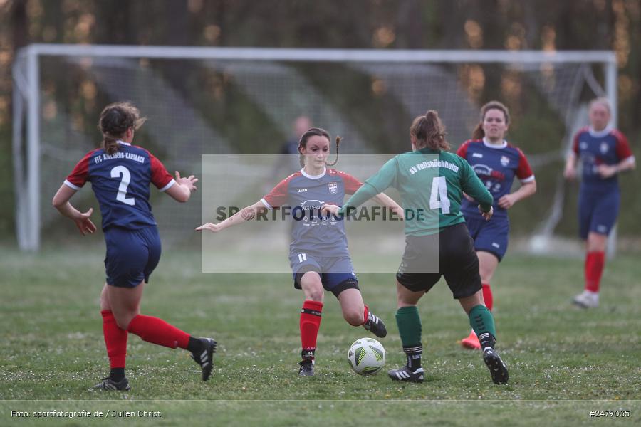 Sportgelände am Uhlberg, Karsbach, 16.04.2025, sport, action, BFV, Frauen Bezirksoberliga, Fussball, 16. Spieltag, SVV, FFC, SV 1928 Veitshöchheim, FFC Adelsberg-Karsbach - Bild-ID: 2479035