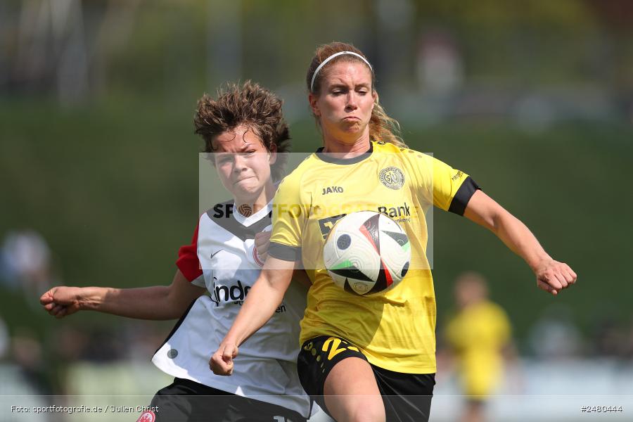 Sportanlage Erlbachweg 9, Sachsen b. Ansbach, 20.04.2025, sport, action, DFB, 2. Frauen-Bundesliga, 22. Spieltag, SGE, SVW, Eintracht Frankfurt II, SV 67 Weinberg - Bild-ID: 2480444 Sportanlage Erlbachweg 9, Sachsen b. Ansbach, 20.04.2025, sport, action, DFB, 2. Frauen-Bundesliga, 22. Spieltag, SGE, SVW, Eintracht Frankfurt II, SV 67 Weinberg - Bild-ID: 2480444