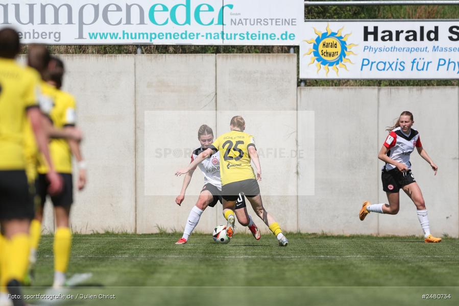 sport, action, Sportanlage Erlbachweg 9, Sachsen b. Ansbach, SVW, SV 67 Weinberg, SGE, Eintracht Frankfurt II, DFB, 22. Spieltag, 20.04.2025, 2. Frauen-Bundesliga - Bild-ID: 2480734 sport, action, Sportanlage Erlbachweg 9, Sachsen b. Ansbach, SVW, SV 67 Weinberg, SGE, Eintracht Frankfurt II, DFB, 22. Spieltag, 20.04.2025, 2. Frauen-Bundesliga - Bild-ID: 2480734