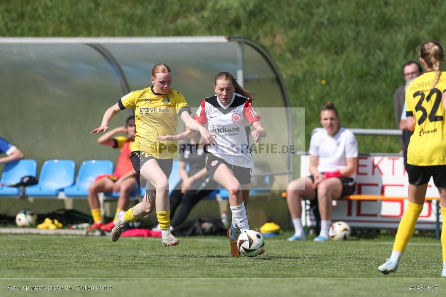 sport, action, Sportanlage Erlbachweg 9, Sachsen b. Ansbach, SVW, SV 67 Weinberg, SGE, Eintracht Frankfurt II, DFB, 22. Spieltag, 20.04.2025, 2. Frauen-Bundesliga - Bild-ID: 2480863 sport, action, Sportanlage Erlbachweg 9, Sachsen b. Ansbach, SVW, SV 67 Weinberg, SGE, Eintracht Frankfurt II, DFB, 22. Spieltag, 20.04.2025, 2. Frauen-Bundesliga - Bild-ID: 2480863